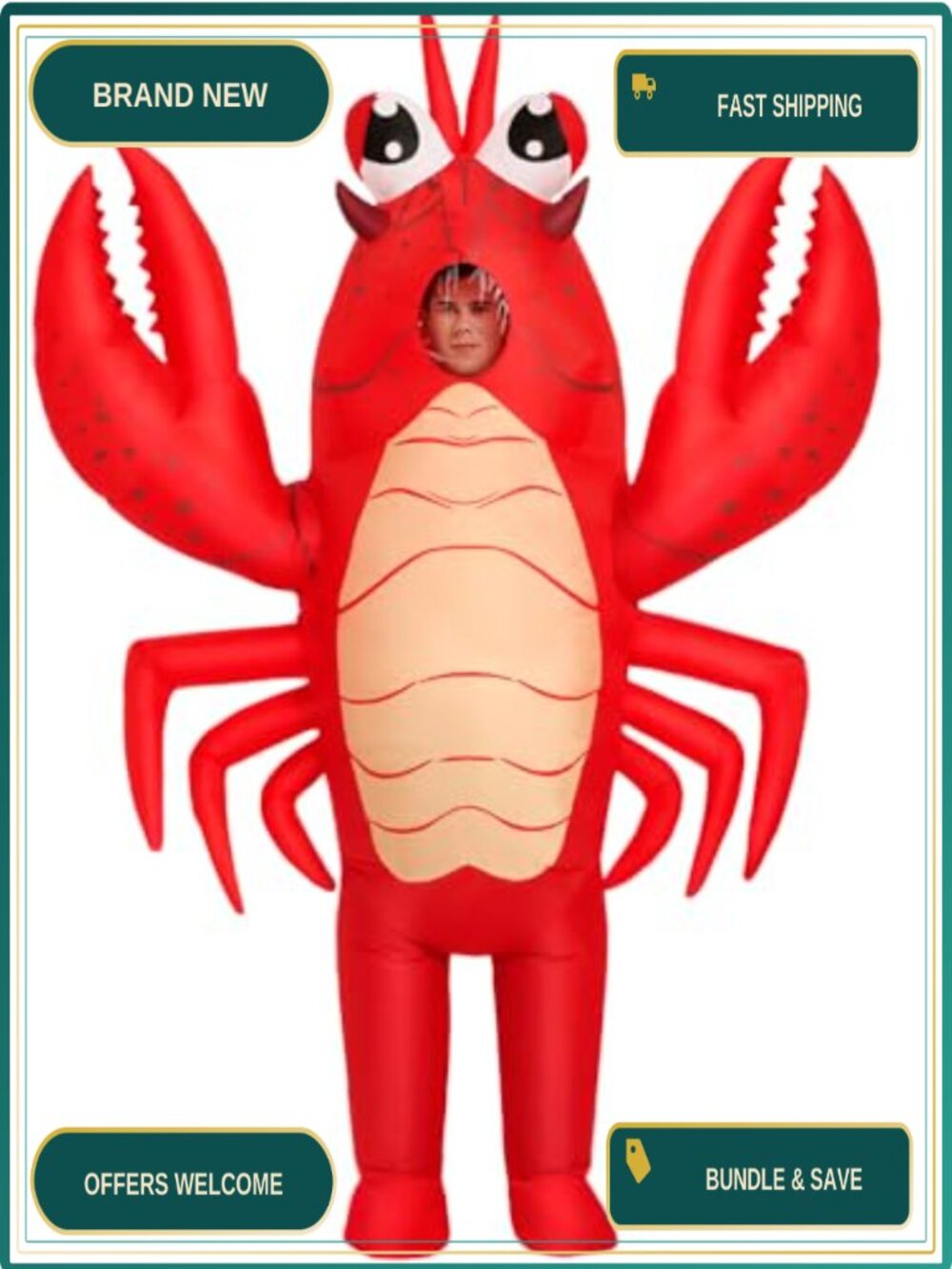 Inflatable Lobster Costume Adult Blow Up Crawfish Onesie Funny Party Halloween